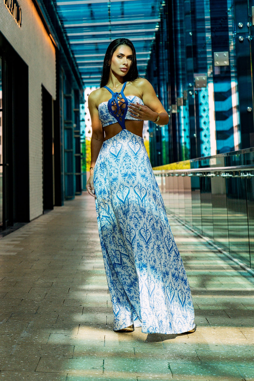 Mykonos Porcelain Maxi Dress
