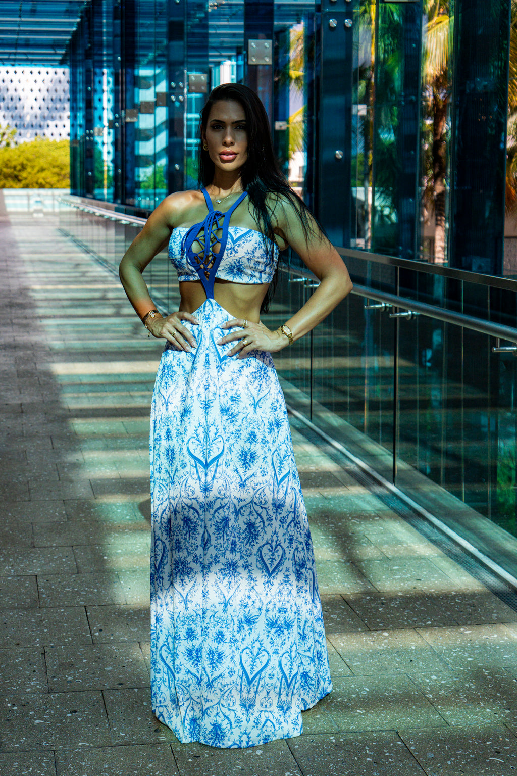 Mykonos Porcelain Maxi Dress
