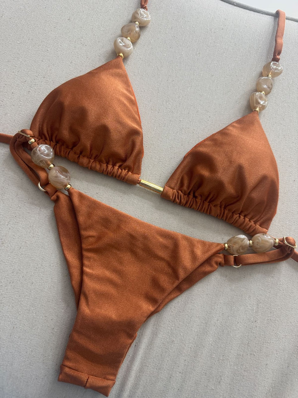 Mariah Set with Natural Stones - Cognac